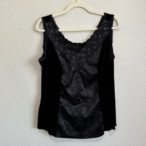 Y2K Whimisgoth Lace Velvet Dark Romantic Gothic Tank Top Large Grunge Lace Witch